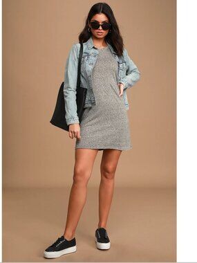 NEW Z Supply Lex Triblend Muscle Heather Grey Sleeveless Mini T-Shirt Dress - M